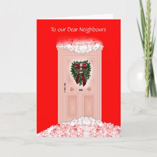 Cartes Pour Fêtes Annuelles Joyeux Noël Joyeux Vacances aux voisins (Devant)