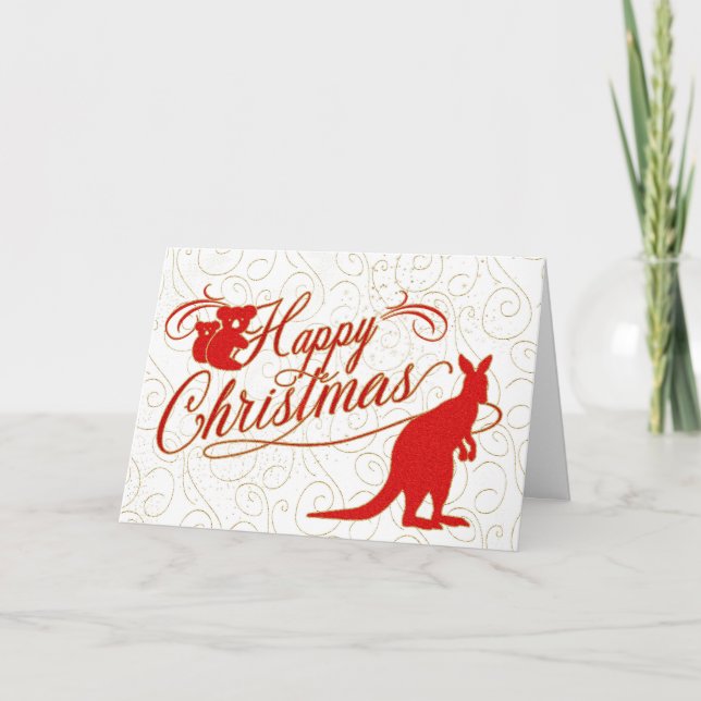 Cartes Pour Fêtes Annuelles Joyeux Noël Kangaroo et Koala Oears Outback (Devant)