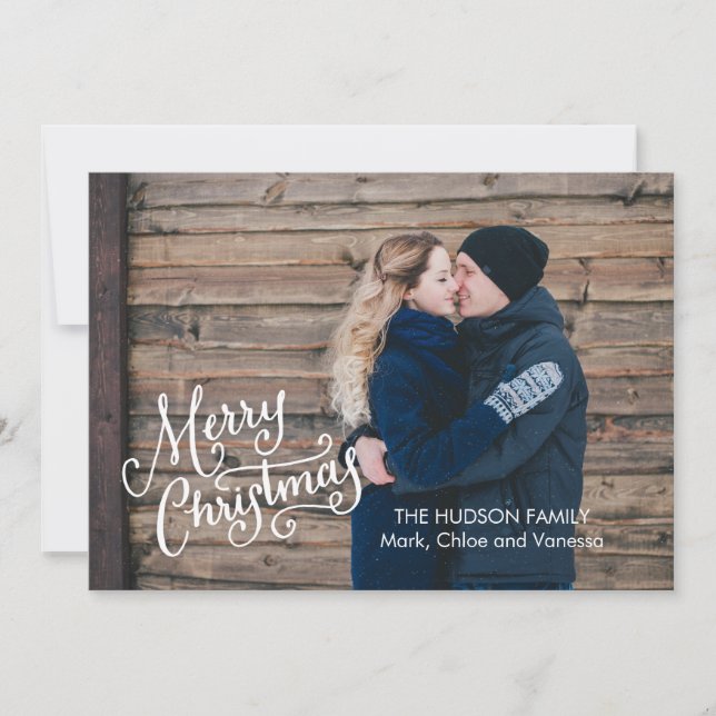 Cartes Pour Fêtes Annuelles Joyeux Noël Lettré à la main pleine photo (Devant)