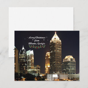 Cartes Pour Fêtes Annuelles "Joyeux Noël," ligne d'horizon d'Atlanta, Géorgie