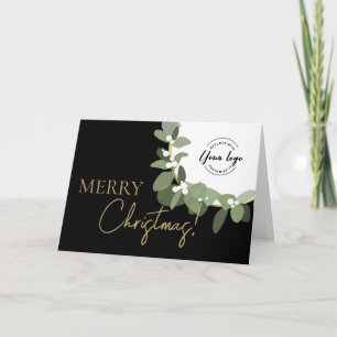 Cartes Pour Fêtes Annuelles Joyeux Noël Logo de l'entreprise Photo Or noir