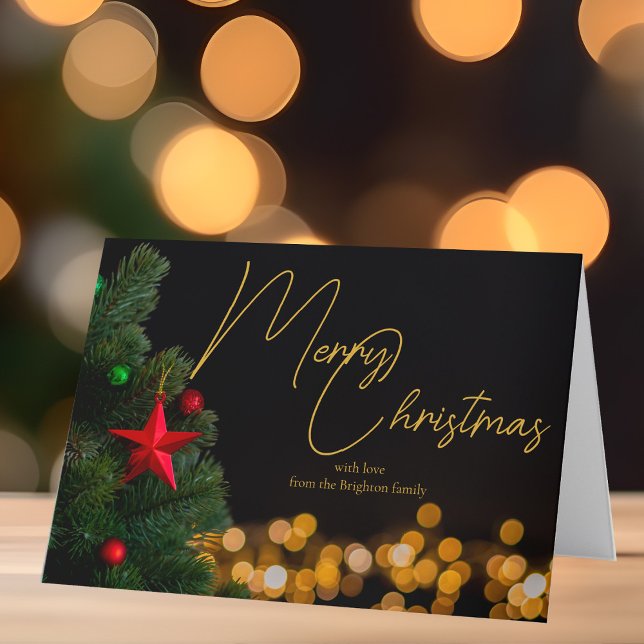 Cartes Pour Fêtes Annuelles Joyeux Noël Lumières Dorées Scintillantes Personna (Créateur téléchargé)