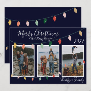 Cartes Pour Fêtes Annuelles Joyeux Noël Lumières Minuit Bleu Photo