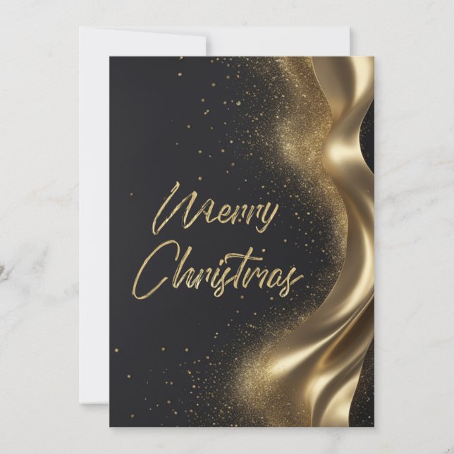 Cartes Pour Fêtes Annuelles Joyeux Noël Luxe Black Gold (Devant)