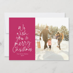 Cartes Pour Fêtes Annuelles Joyeux Noël magenta rose amusant photo de famille