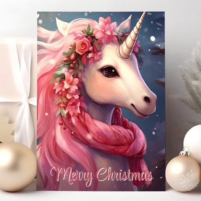 Cartes Pour Fêtes Annuelles Joyeux Noël Magique licorne (Créateur téléchargé)