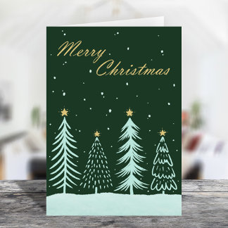 Cartes Pour Fêtes Annuelles Joyeux Noël main tirée couleur verte