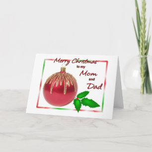 Cartes Pour Fêtes Annuelles Joyeux Noël maman et papa Bal rouge et or avec