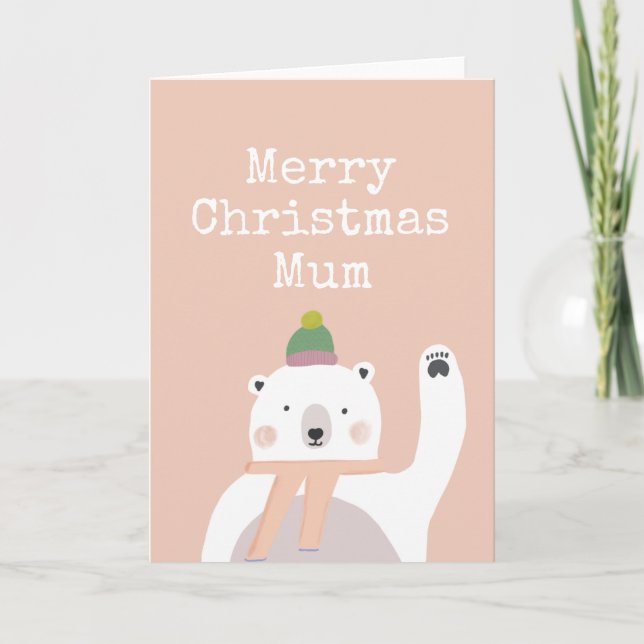 Cartes Pour Fêtes Annuelles Joyeux Noël maman ours polaire (Devant)