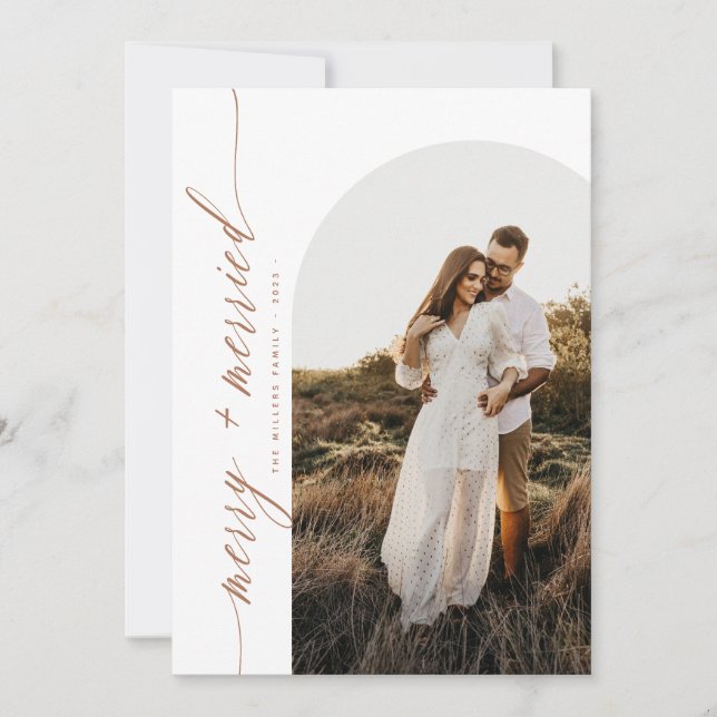 Cartes Pour Fêtes Annuelles Joyeux Noël marié et terracotta photo arche (Devant)