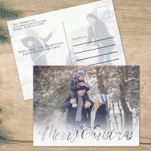 Cartes Pour Fêtes Annuelles Joyeux Noël Marine Blue Snowflake Hiver 2 Photo