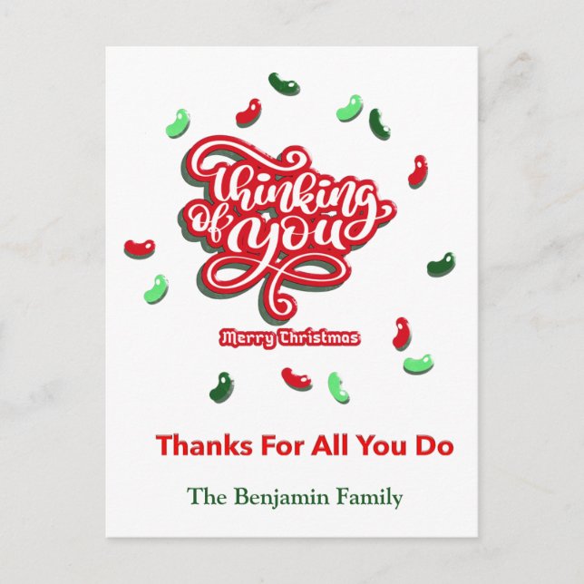 Cartes Pour Fêtes Annuelles Joyeux Noël Merci Vacances Rouge Vert (Devant)