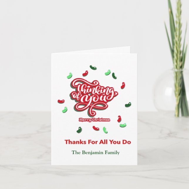 Cartes Pour Fêtes Annuelles Joyeux Noël Merci Vacances Rouge Vert (Devant)