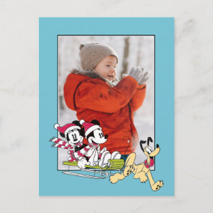 Cartes Pour Fêtes Annuelles Joyeux Noël Mickey Mouse Luge d'Hiver