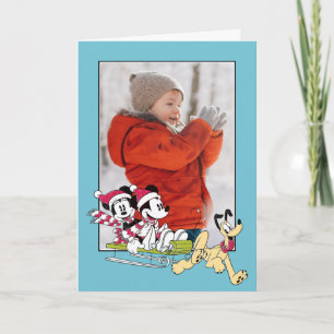 Cartes Pour Fêtes Annuelles Joyeux Noël   Mickey Mouse Luge d'Hiver