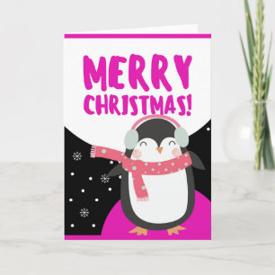 Cartes Pour Fêtes Annuelles Joyeux Noël mignon Dessin de Pingouin