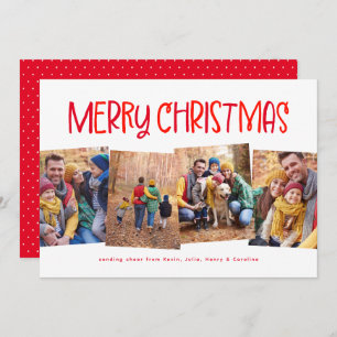 Cartes Pour Fêtes Annuelles Joyeux Noël mignon fun rouge quatre photo