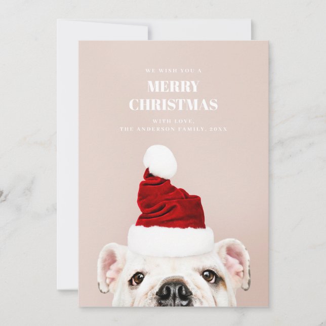 Cartes Pour Fêtes Annuelles Joyeux Noël. Mignonne chien. Père Noël animal (Devant)