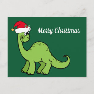 Cartes Pour Fêtes Annuelles Joyeux Noël mignonne Dinosaure personnalisé vert