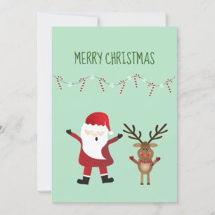 Cartes Pour Fêtes Annuelles Joyeux Noël mignonne Père Noël Reindeer