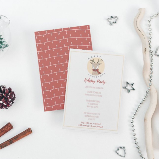 Cartes Pour Fêtes Annuelles Joyeux Noël mignonne Reindeer Fête (Créateur téléchargé)