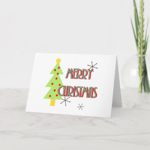 Cartes Pour Fêtes Annuelles joyeux noël milieu siècle moderne arbre rouge bleu