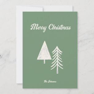 Cartes Pour Fêtes Annuelles Joyeux Noël Minimal Arbre de Noël Sage Vert