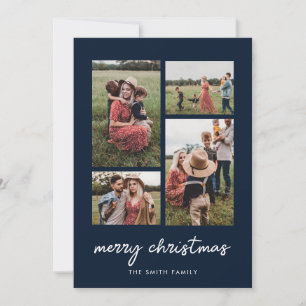 Cartes Pour Fêtes Annuelles Joyeux Noël minimal moderne Quatre photos Collage