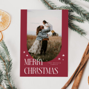 Cartes Pour Fêtes Annuelles Joyeux Noël minimaliste Arc rouge