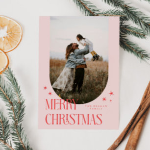 Cartes Pour Fêtes Annuelles Joyeux Noël minimaliste Arch rose