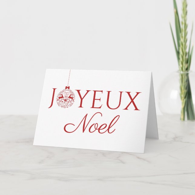 Cartes Pour Fêtes Annuelles Joyeux Noel minimaliste Ornement de Noël français (Devant)