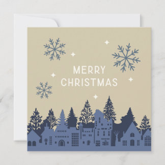 Cartes Pour Fêtes Annuelles Joyeux Noël Mod Village Bleu