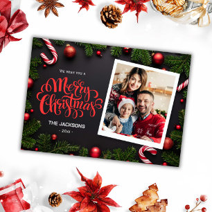 Cartes Pour Fêtes Annuelles Joyeux Noël moderne 1 photo éléments festifs