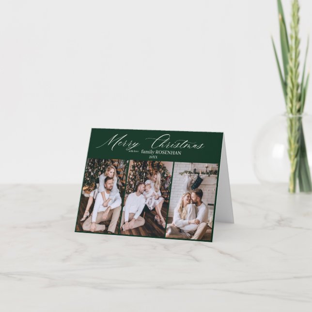 Cartes Pour Fêtes Annuelles Joyeux Noël moderne 3 Photo Emerald Green (Devant)