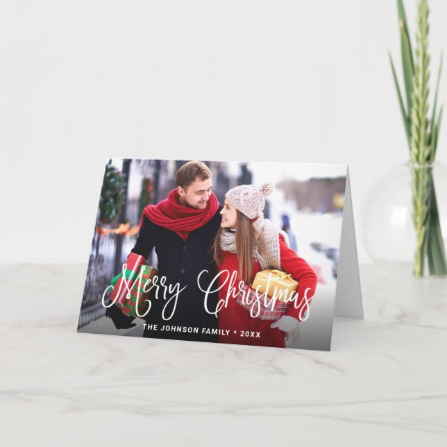 Cartes Pour Fêtes Annuelles Joyeux Noël moderne 3 PHOTO Salutation (Devant)