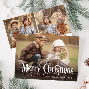 Cartes Pour Fêtes Annuelles Joyeux Noël moderne 3 PHOTO Salutation