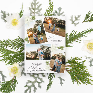 Cartes Pour Fêtes Annuelles Joyeux Noël moderne 4 photo Poinsettia