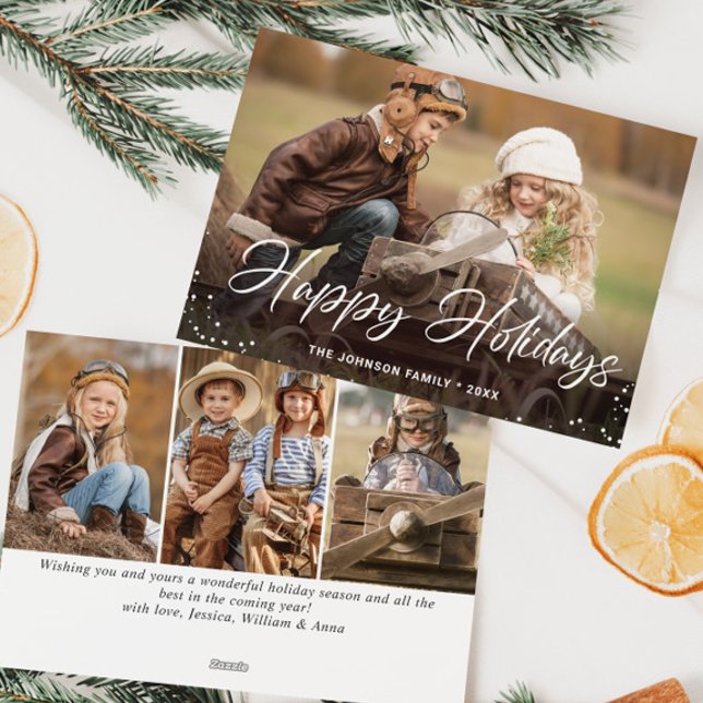 Cartes Pour Fêtes Annuelles Joyeux Noël moderne 4 PHOTO Salutation (Créateur téléchargé)