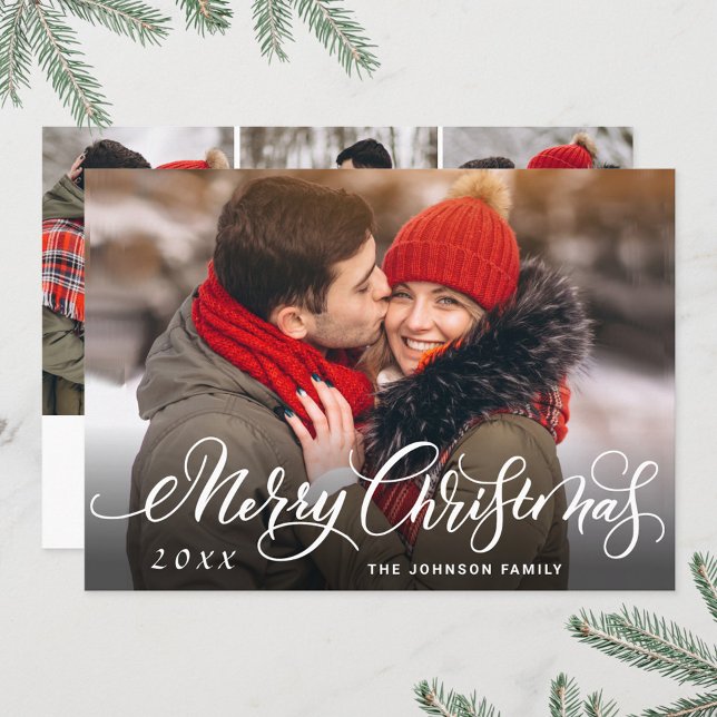 Cartes Pour Fêtes Annuelles Joyeux Noël moderne 4 PHOTO Salutation (Créateur téléchargé)