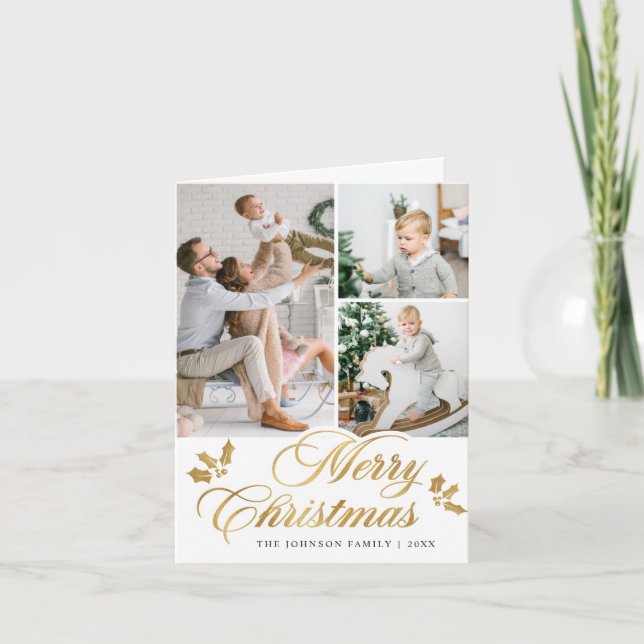 Cartes Pour Fêtes Annuelles Joyeux Noël moderne 5 PHOTO Salutation (Devant)