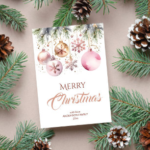 Cartes Pour Fêtes Annuelles Joyeux Noël moderne boho aquarelle métallique
