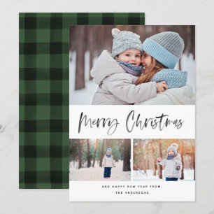 Cartes Pour Fêtes Annuelles Joyeux Noël Moderne Brosse Script Collage