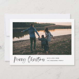 Cartes Pour Fêtes Annuelles Joyeux Noël Moderne Brush Script Minimal Photo
