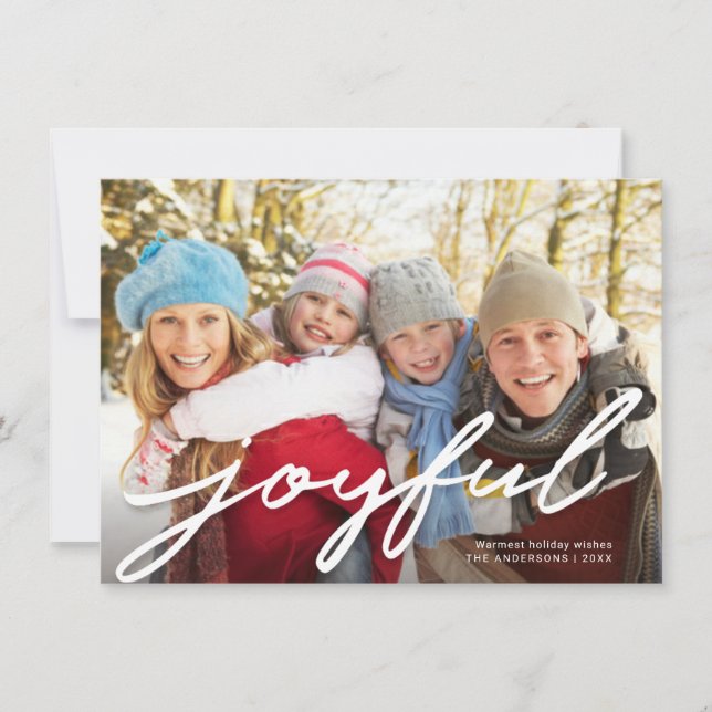 Cartes Pour Fêtes Annuelles Joyeux Noël moderne écriture manuscrite Script Pho (Devant)