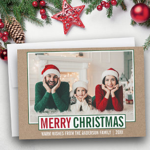 Cartes Pour Fêtes Annuelles Joyeux Noël moderne Famille Photo Kraft