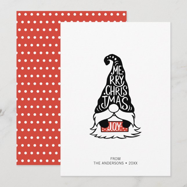 Cartes Pour Fêtes Annuelles Joyeux Noël moderne Gnome (Devant / Derrière)