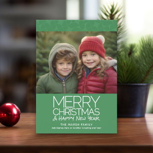 Cartes Pour Fêtes Annuelles Joyeux Noël moderne HNY 1 photo horizontale MCM
