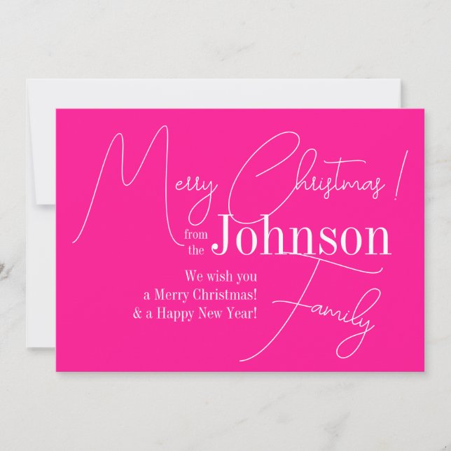 Cartes Pour Fêtes Annuelles Joyeux Noël moderne Hot rose (Devant)