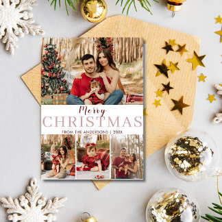 Cartes Pour Fêtes Annuelles Joyeux Noël moderne MInimalist 4 Photo de famille