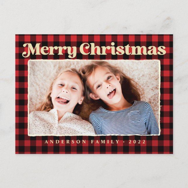 Cartes Pour Fêtes Annuelles Joyeux Noël moderne Motif plié Photo de famille (Devant)